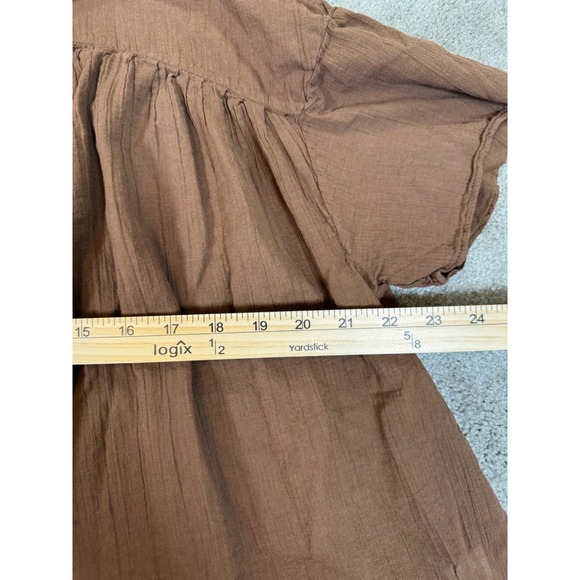 We The Free Free People Brown Cotton Gauze Short Sleeve Button Down Shirt Small - Picture 4 of 7